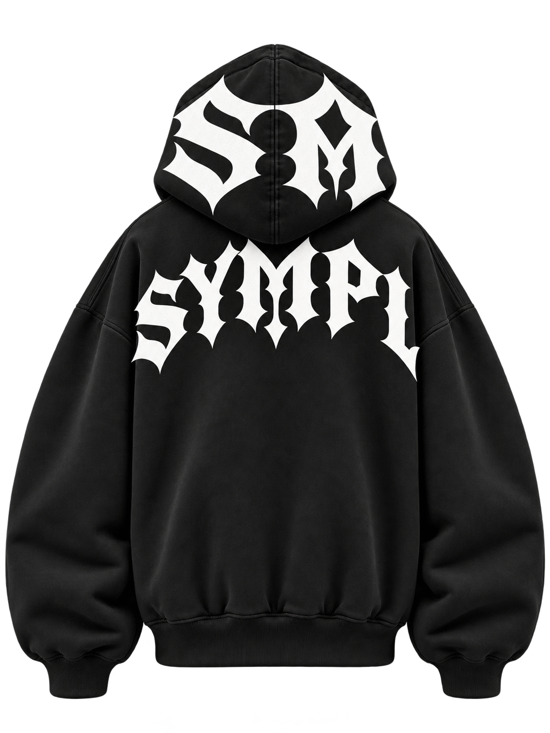 Black SYMPL hoodie, back design 01 / ARC