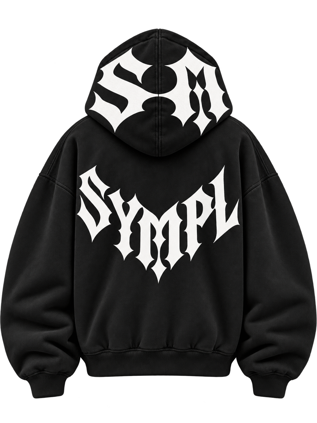 Black SYMPL hoodie, back design 02 / DIP