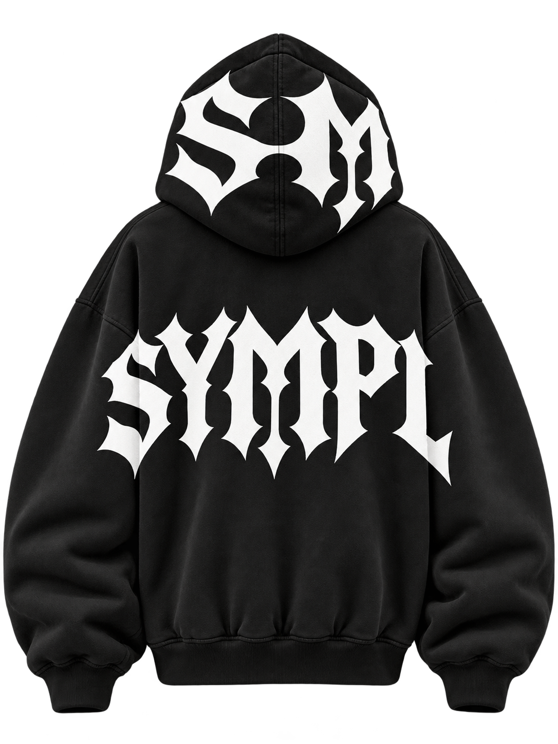 Black SYMPL hoodie, back design 04 / WRAP